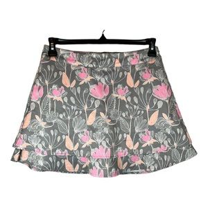 LADY HAGEN MULTI COLOR FLORAL LAYERED GOLF SKIRT SKORT GRAY PINK WOMEN SIZE 4